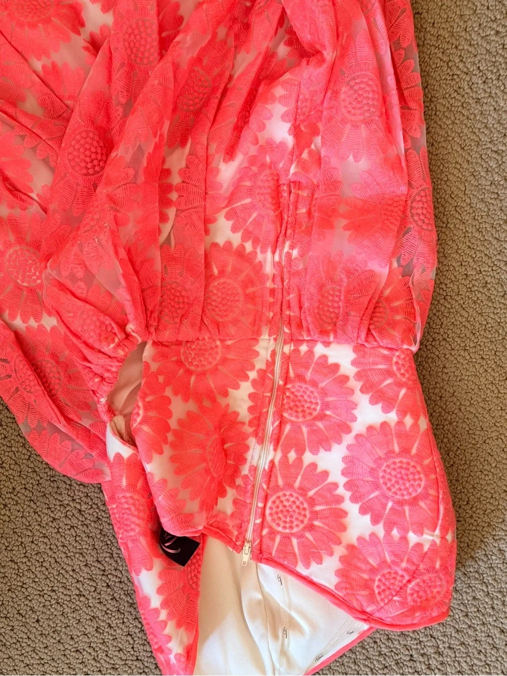 Trixxi Strapless Coral Orange lace Sunburst Dress Junior size 12